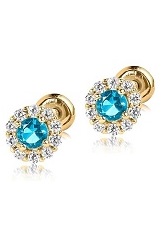 fancy yellow gold cubic zirconia December baby birthstone earrings